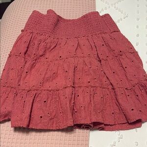 American Eagle Outfitters Red Eyelet Mini Skirt